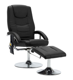 Fauteuil de massage avec repose-pied noir similicuir