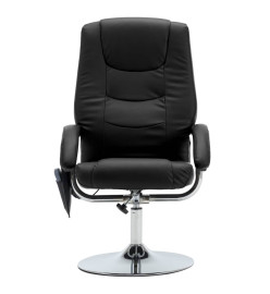 Fauteuil de massage avec repose-pied noir similicuir