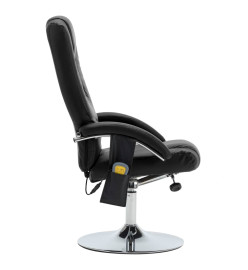 Fauteuil de massage avec repose-pied noir similicuir