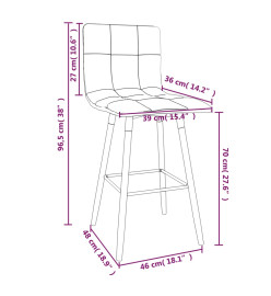 Tabourets de bar lot de 2 gris clair tissu