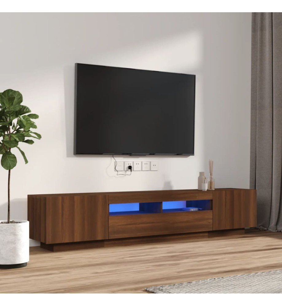 Ensemble de meubles TV avec lumières LED 2 pcs Chêne marron