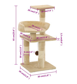 Arbre à chat avec griffoirs en sisal 65 cm Beige