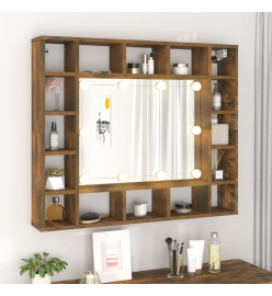 Armoire à miroir avec LED Chêne fumé 91x15x76,5 cm