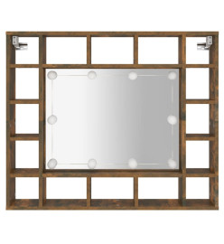 Armoire à miroir avec LED Chêne fumé 91x15x76,5 cm