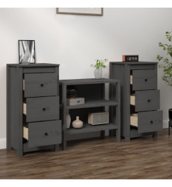 Buffets 2 pcs Gris 40x35x80 cm Bois massif de pin