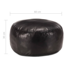 Pouf 60 x 30 cm Noir Cuir véritable de chèvre