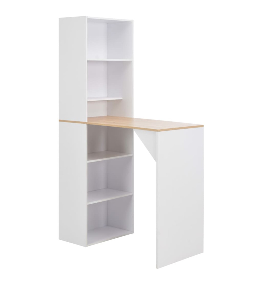 Table de bar avec armoire Blanc 115 x 59 x 200 cm