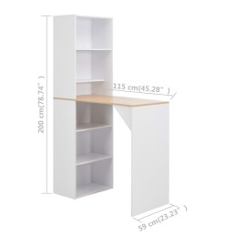 Table de bar avec armoire Blanc 115 x 59 x 200 cm