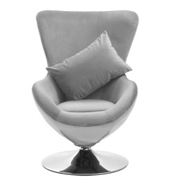 Fauteuil pivotant en forme d’œuf et coussin Gris clair Velours