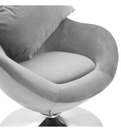 Fauteuil pivotant en forme d’œuf et coussin Gris clair Velours