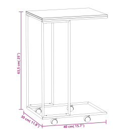 Table d'appoint avec roues Blanc 40x30x63,5cm Bois d'ingénierie