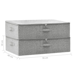 Boîtes de rangement 2 pcs Tissu 70x40x18 cm Gris