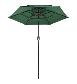 Parasol à 3 niveaux avec mât en aluminium Vert 2 m