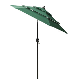 Parasol à 3 niveaux avec mât en aluminium Vert 2 m