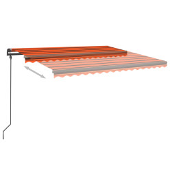 Auvent manuel rétractable avec LED 4,5x3,5 m Orange et marron