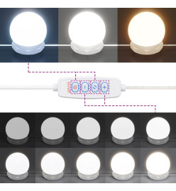 Coiffeuse à LED et 2 armoires Blanc brillant Bois d'ingénierie