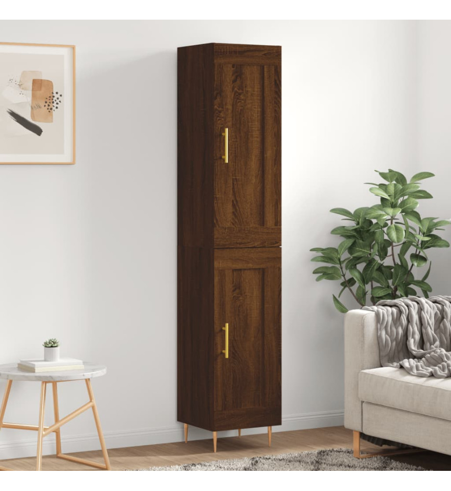 Buffet haut Chêne marron 34,5x34x180 cm Bois d'ingénierie