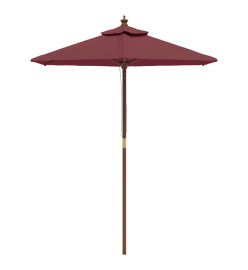 Parasol de jardin avec mât en bois rouge bordeaux 196x231 cm