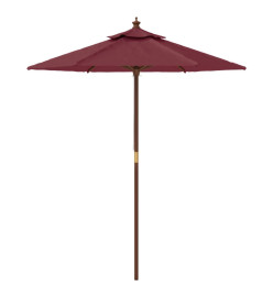 Parasol de jardin avec mât en bois rouge bordeaux 196x231 cm