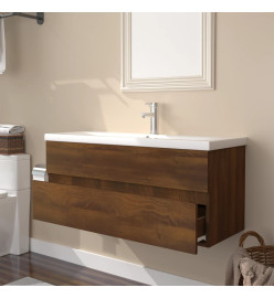 Meuble lavabo avec bassin intégré Chêne brun Bois d'ingénierie