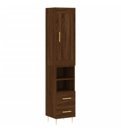 Buffet haut Chêne marron 34,5x34x180 cm Bois d'ingénierie