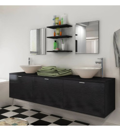 8 pièces de mobilier de salle de bain et lavabo Noir