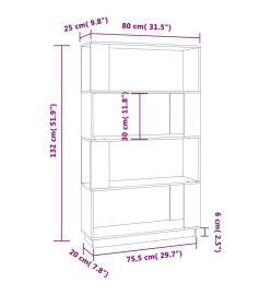 Bibliothèque/Séparateur de pièce 80x25x132 cm Pin solide