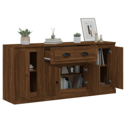 Buffets 3 pcs Chêne marron Bois d'ingénierie