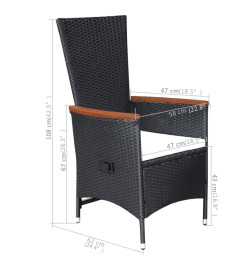 Ensemble de salle à manger de jardin 5 pcs Noir
