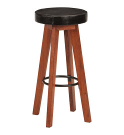 Tabourets de bar 2 pcs Cuir véritable et bois d'acacia solide