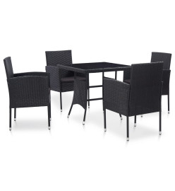 Mobilier à dîner d'extérieur 5 pcs Résine tressée Noir