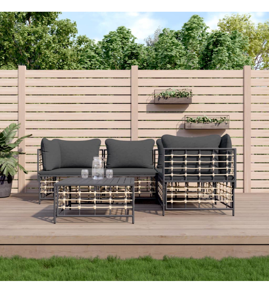 Salon de jardin 5 pcs avec coussins anthracite résine tressée Salon de jardin 5 pcs avec coussins anthracite résine tressée