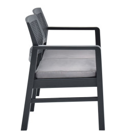 Salon de jardin 4 pcs avec coussins Plastique Anthracite