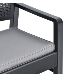 Salon de jardin 4 pcs avec coussins Plastique Anthracite