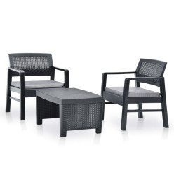 Salon de jardin 3 pcs Plastique Anthracite