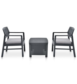 Salon de jardin 3 pcs Plastique Anthracite