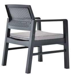Salon de jardin 3 pcs Plastique Anthracite