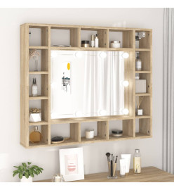 Armoire de miroir avec LED Chêne sonoma 91x15x76,5 cm