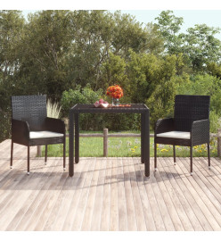 Chaises de jardin 2 pcs avec coussins Résine tressée Noir