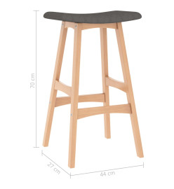 Tabourets de bar lot de 2 gris foncé tissu