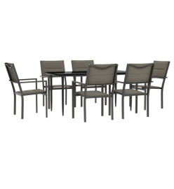 Ensemble à manger de jardin 7 pcs noir textilène et acier