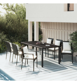Ensemble à dîner de jardin et coussins 7pcs Noir Résine tressée