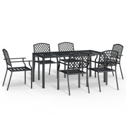 Ensemble de salle à manger de jardin 7 pcs anthracite acier