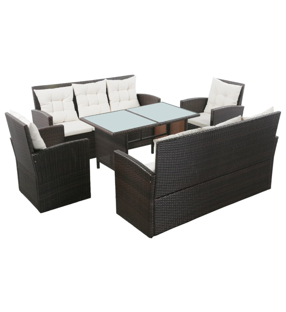 Salon de jardin 5 pcs avec coussins Résine tressée Marron Salon de jardin 5 pcs avec coussins Résine tressée Marron