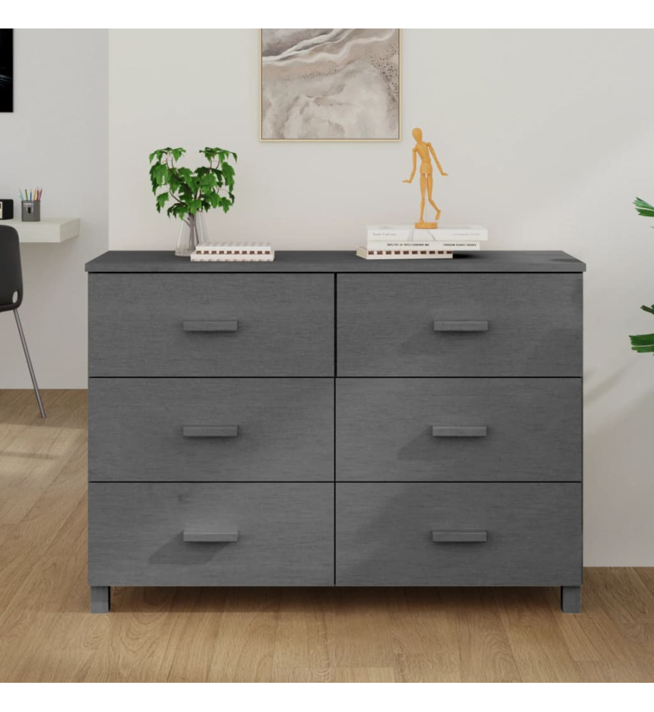 Buffet HAMAR Gris foncé 113x40x80 cm Bois massif de pin