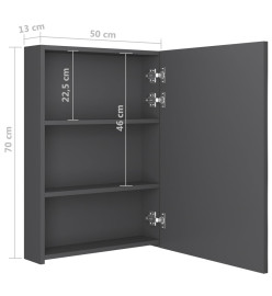 Armoire de salle de bain à miroir LED Gris 50x13x70 cm