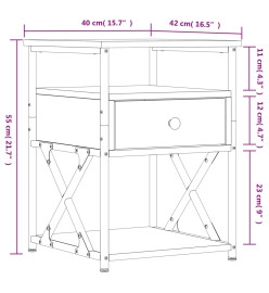 Table de chevet chêne marron 40x42x55 cm bois d'ingénierie