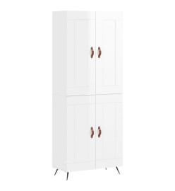 Buffet haut Blanc brillant 69,5x34x180 cm Bois d'ingénierie