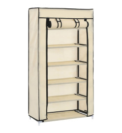 Armoire à chaussures avec housse Crème 58x28x106 cm Tissu