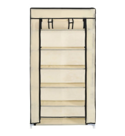 Armoire à chaussures avec housse Crème 58x28x106 cm Tissu